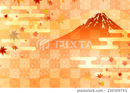 富士山秋葉楓葉秋天背景 130309743