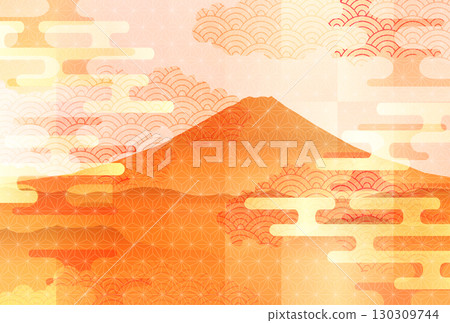 Mt. Fuji autumn Japanese pattern background Mt. Fuji autumn Japanese pattern background 130309744