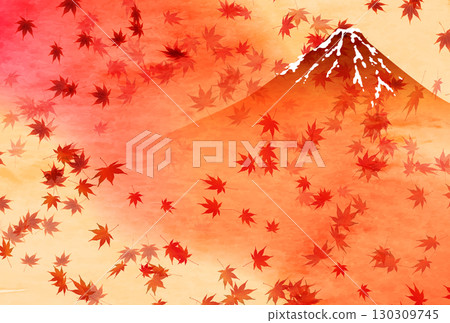 Mount Fuji autumn leaves maple autumn background 130309745