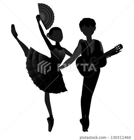 舞者剪影插圖_芭蕾舞劇《唐吉訶德》中Kitri與Basil的形象 130311460