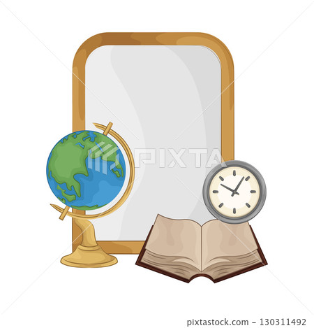 Illustration of Whiteboard with globe and book Illustration of Whiteboard with globe and book 130311492