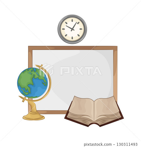 Illustration of Whiteboard with globe and book Illustration of Whiteboard with globe and book 130311493
