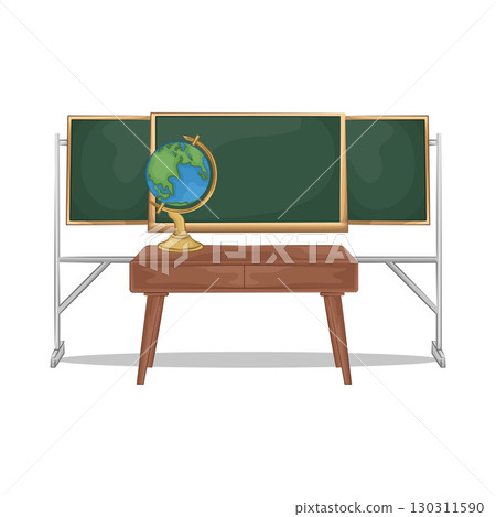 Illustration of Chalkboard and globe 130311590