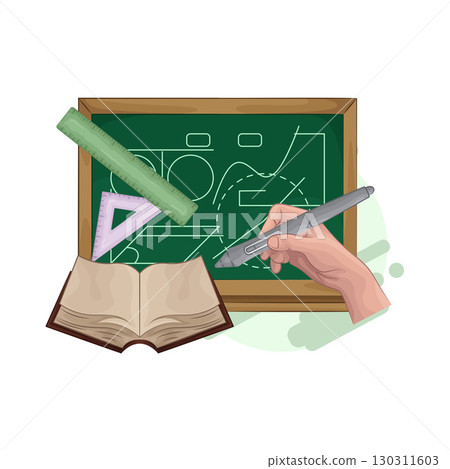 Illustration of Chalkboard and book Illustration of Chalkboard and book 130311603