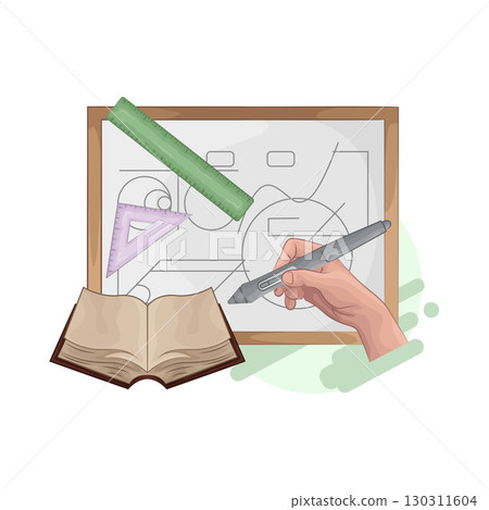 Illustration of Whiteboard and book Illustration of Whiteboard and book 130311604
