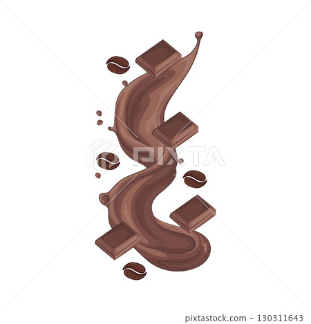 Illustration of Chocolate and coffee splash 130311643