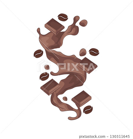 Illustration of Chocolate and coffee splash Illustration of Chocolate and coffee splash 130311645