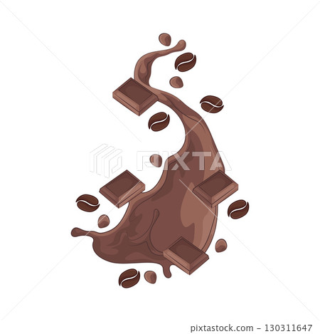 Illustration of Chocolate and coffee splash 130311647