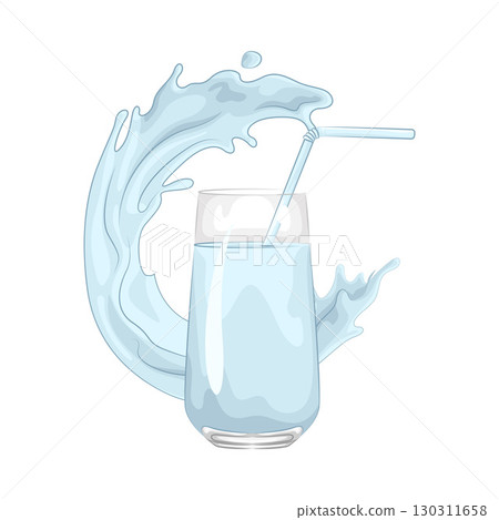 Illustration of Glass of water with water splash 130311658