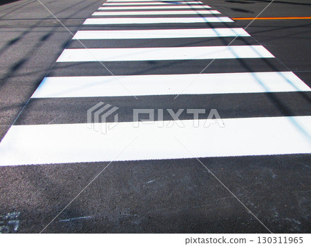 A crosswalk with no pedestrians walking 130311965