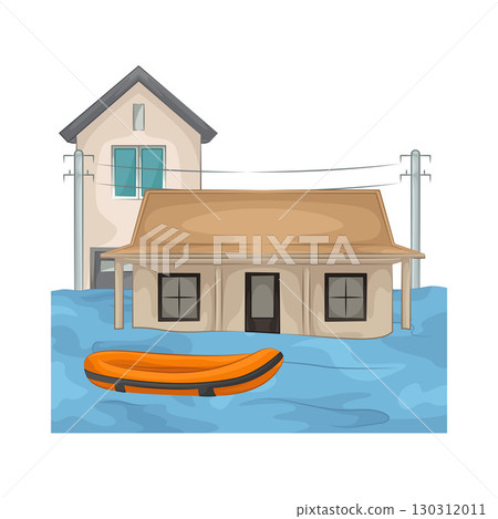Illustration of a house submerged in floodwater 130312011