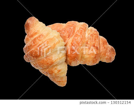 freshly baked croissants  Top view shot, flat lay. Homemade food concept on  black   background. freshly baked croissants  Top view shot, flat lay. Homemade food concept on  black   background. 130312154
