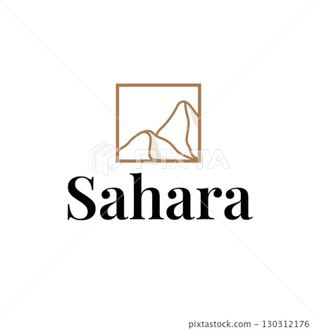 Sahara desert logo simple modern minimalist design with simple line concept, symbol template illustration design 130312176