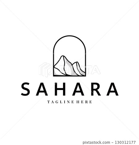 Sahara desert logo simple modern minimalist design with simple line concept, symbol template illustration design 130312177