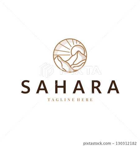 Sahara desert logo simple modern minimalist design with simple line concept, symbol template illustration design 130312182
