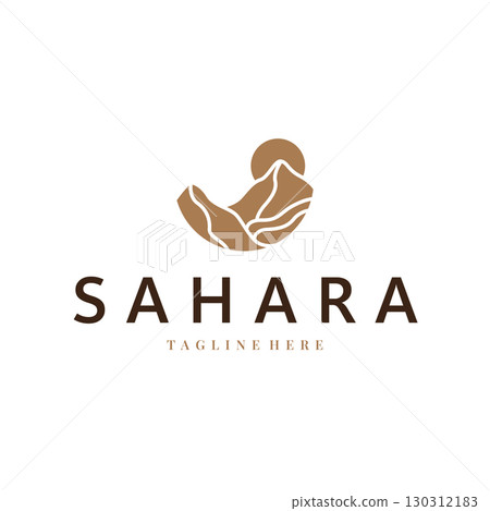 Sahara desert logo simple modern minimalist design with simple line concept, symbol template illustration design Sahara desert logo simple modern minimalist design with simple line concept, symbol template illustration design 130312183