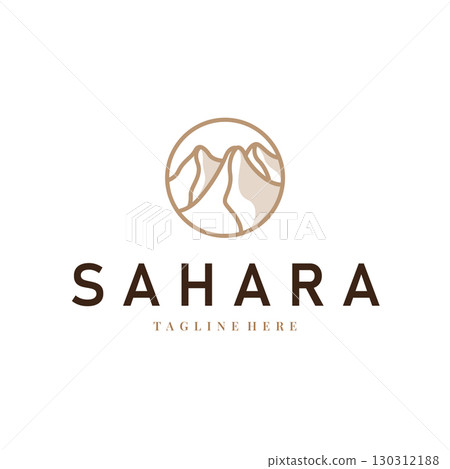 Sahara desert logo simple modern minimalist design with simple line concept, symbol template illustration design Sahara desert logo simple modern minimalist design with simple line concept, symbol template illustration design 130312188