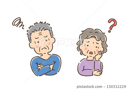 An elderly man in trouble and an elderly woman with a question (full color) An elderly man in trouble and an elderly woman with a question (full color) 130312229