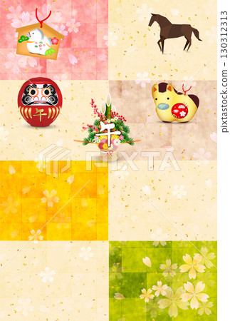 Horse New Year's card zodiac background 130312313