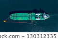 Aerial view crude oil tanker ship at sea, Green crude oil tanker ship top view, Logistic and maritime transpoprtation of petroleum, Modern offshore terminal  loading tanker ship. 130312335