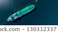 Aerial view crude oil tanker ship at sea, Green crude oil tanker ship top view, Logistic and maritime transpoprtation of petroleum, Modern offshore terminal  loading tanker ship. 130312337
