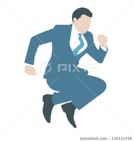 A dynamic jumping illustration of a vibrant businessman A dynamic jumping illustration of a vibrant businessman 130312356