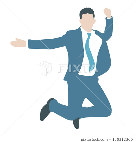 Illustration of a dynamic businessman jumping Illustration of a dynamic businessman jumping 130312360