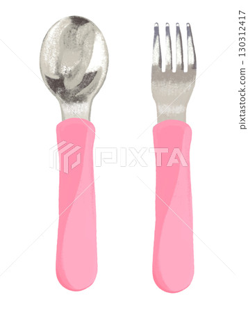 兒童湯匙叉子（粉紅色） 130312417