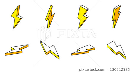 Lightning isometric 3D vector illustration set 130312585