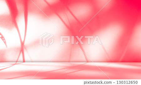 Red Background Wall Dark Table Studio Room Empty Bar Podium Shadow Abstract Floor Cement Mockup Overlay Leaf Backdrop Minimal product Cosmetic Presentation, Loft Happy New Year, Gradient Template. 130312650