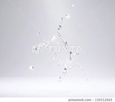 Water splashes and splashes floating on a white background - a refreshing design 130312683