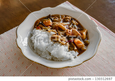 Healthy home-cooked mushroom curry 130312697