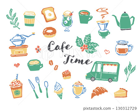 Cafe drinks and food 130312729