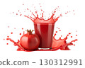 Pomegranate Juice Splash Isolated on White Background 130312991