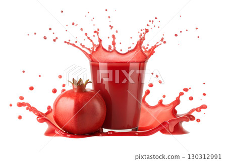 Pomegranate Juice Splash Isolated on White Background 130312991
