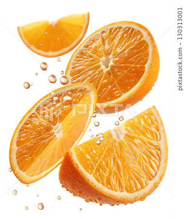 Fresh Orange Slices Isolated on White Background 130313001