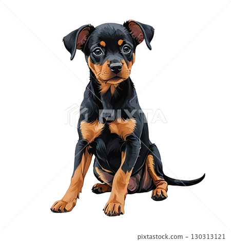 一隻坐著的德國平犬小狗的可愛剪貼畫插圖 130313121