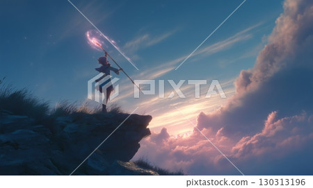 懸崖上手持魔杖的夢幻魔法少女 130313196