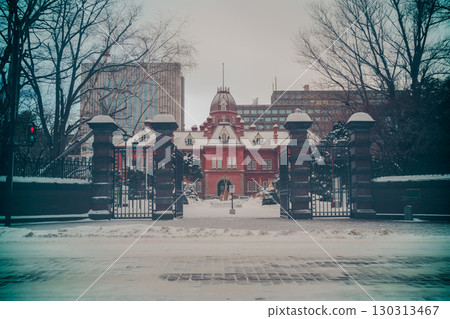 Former Hokkaido Prefectural Government Office, red brick gate covered in snow Former Hokkaido Prefectural Government Office, red brick gate covered in snow 130313467