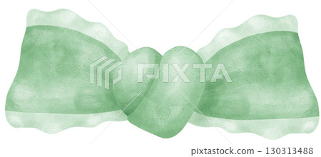 Sage Green Coquette Bow Tie with heart knot Watercolor 130313488
