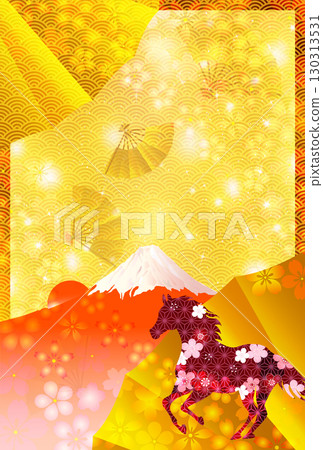 馬年賀卡十二生肖背景 130313531