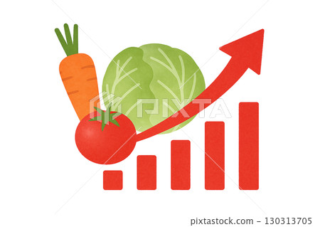 Icon illustration showing rising vegetable prices 130313705