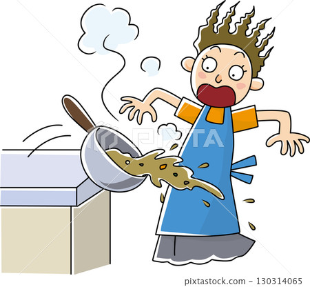 I accidentally dropped a hot pan while cooking. I accidentally dropped a hot pan while cooking. 130314065