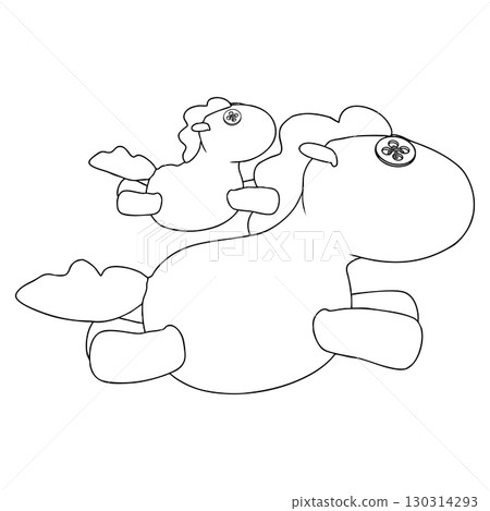 Outline for Coloring of Horse Plush Cute and Funny Toy. Vector Illustration. Outline for Coloring of Horse Plush Cute and Funny Toy. Vector Illustration. 130314293
