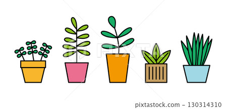 Houseplant illustration set vector simple 130314310