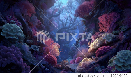A colorful coral reef paradise bathed in light 130314431