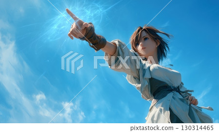 用指尖在藍天上描繪魔法的女孩 130314465