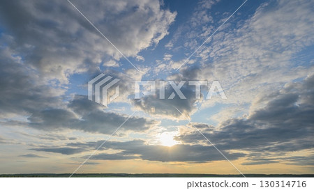 A Stunning Cloudy Sunset Over a Scenic Horizon That Captivates with Unique Beauty 130314716