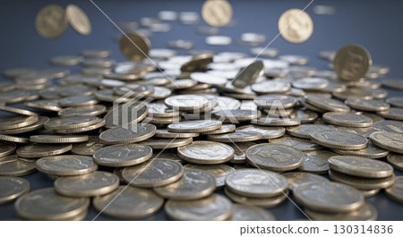 Image of many silver coins AI-generated image 130314836