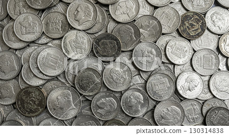 Image of many silver coins AI-generated image 130314838